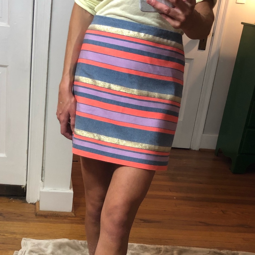 J. Crew mini a-line skirt neon good striped 0 / XS